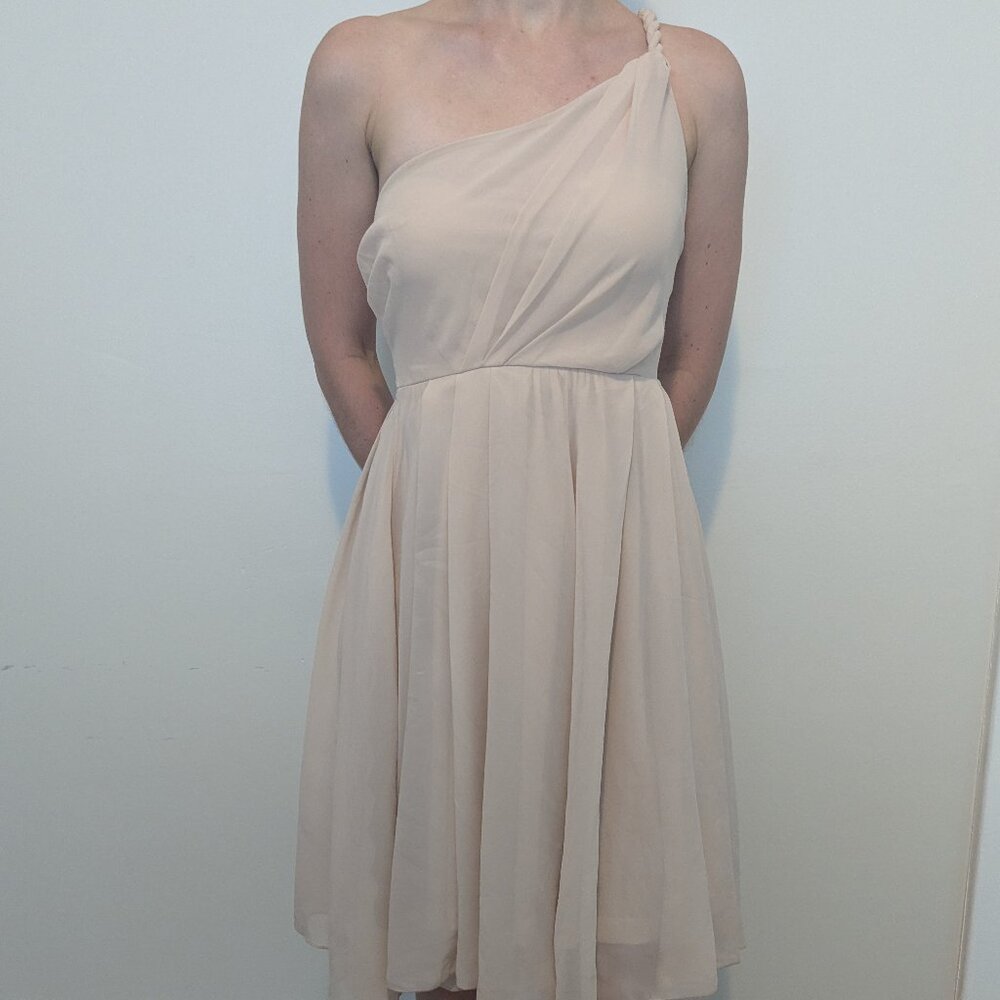 Pink elegant One-Shoulder Cream Dress | Ballerina Dress